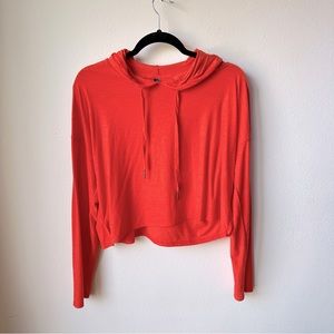 NWOT Red orange athletic material hoodie long crop size small